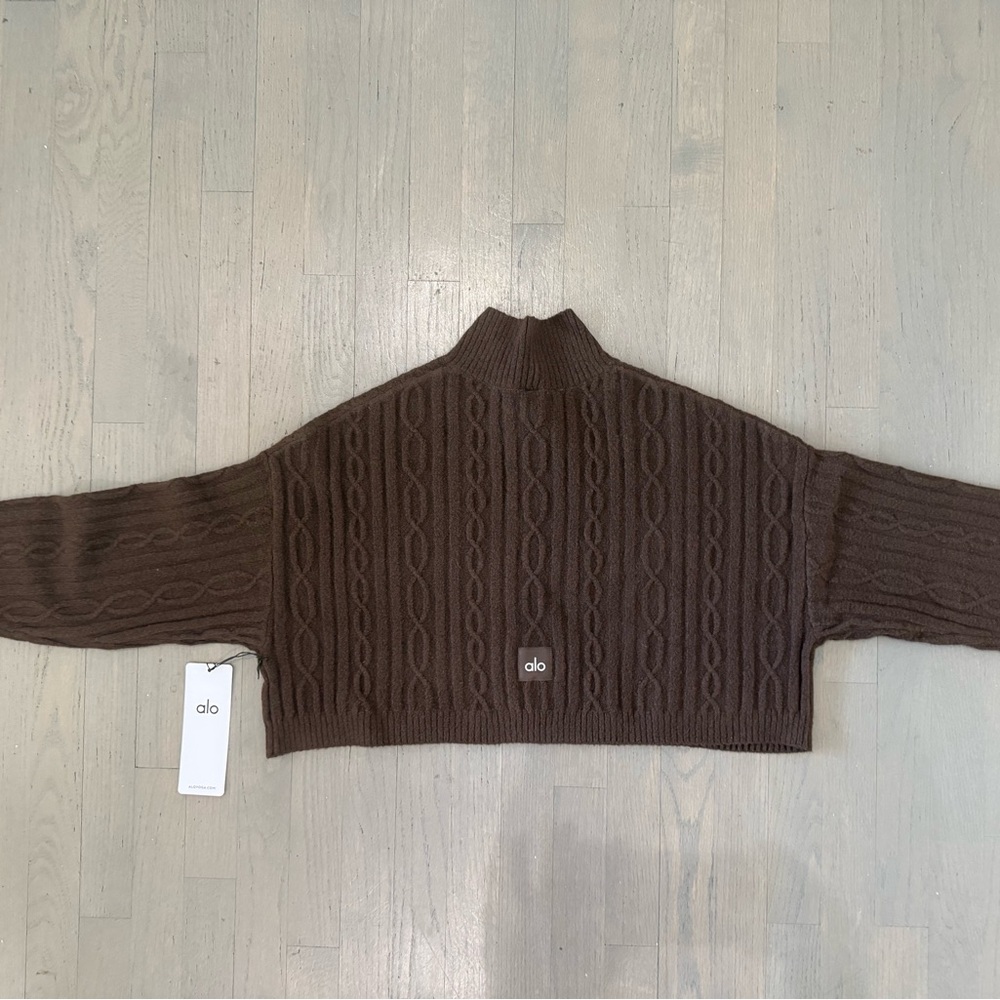 ALO Yoga Brown Cable Knit Sweater